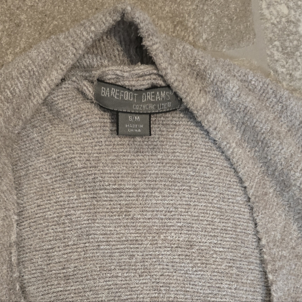 Barefoot Dreams Light Gray Open Front Cardiganare Cozychic Lite Knit Island Wrap - Picture 4 of 6